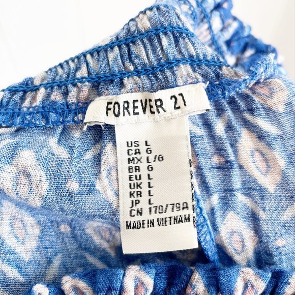 NEW Forever 21 Blue Pattern Harem Pants Size Large - Picture 6 of 6